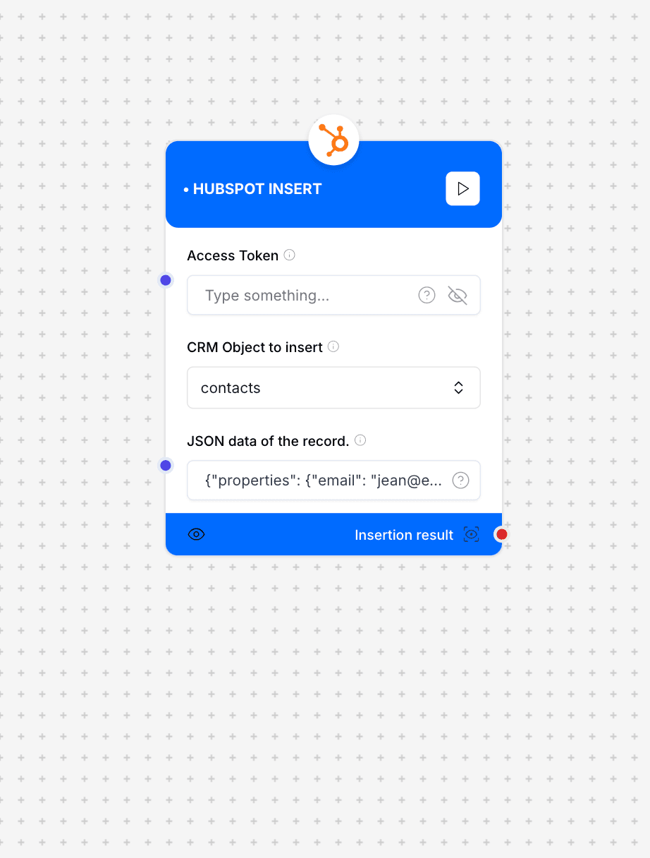 HubSpot Insert Connector Interface
